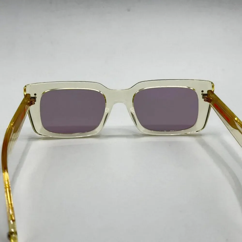 Garrett Leight Sunglasses GL3030 PG Pure Glass Rectangle Frame Plum Lens